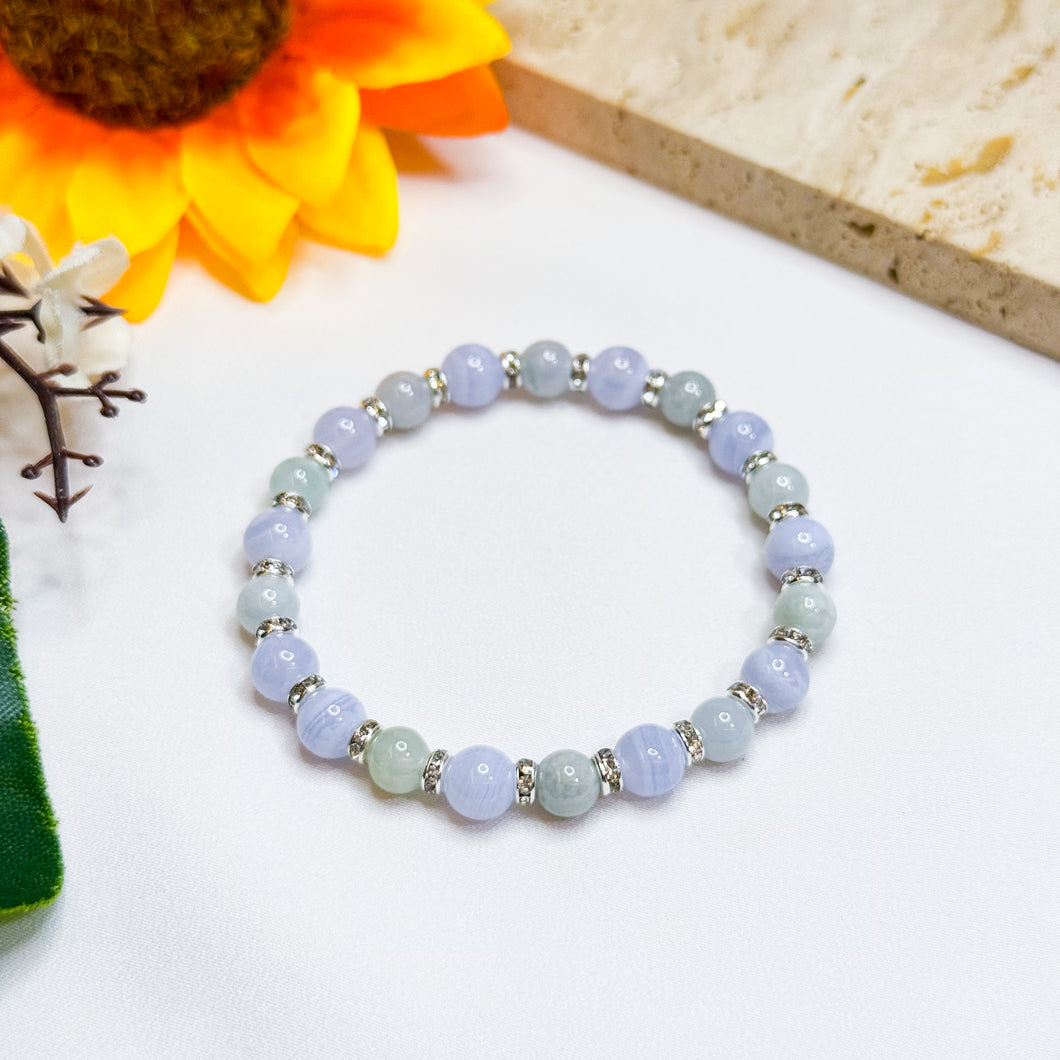 Icy Green (Blue Lace Agate, Green Jade) Crystal Bracelet