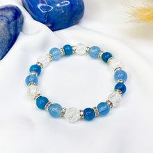 Load image into Gallery viewer, Moroccan Clouds (Aquamarine, Apatite, Frosted Clear Quartz) Crystal Bracelet
