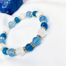 Load image into Gallery viewer, Moroccan Clouds (Aquamarine, Apatite, Frosted Clear Quartz) Crystal Bracelet
