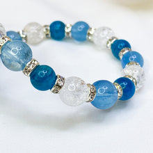 Load image into Gallery viewer, Moroccan Clouds (Aquamarine, Apatite, Frosted Clear Quartz) Crystal Bracelet
