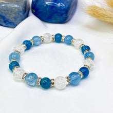 Load image into Gallery viewer, Moroccan Clouds (Aquamarine, Apatite, Frosted Clear Quartz) Crystal Bracelet
