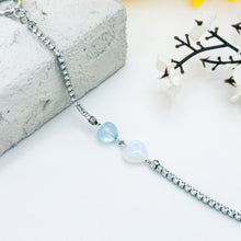 Load image into Gallery viewer, Mermaid Moon (Rainbow Moonstone, Aquamarine) Signature Tennis Chain Crystal Bracelet

