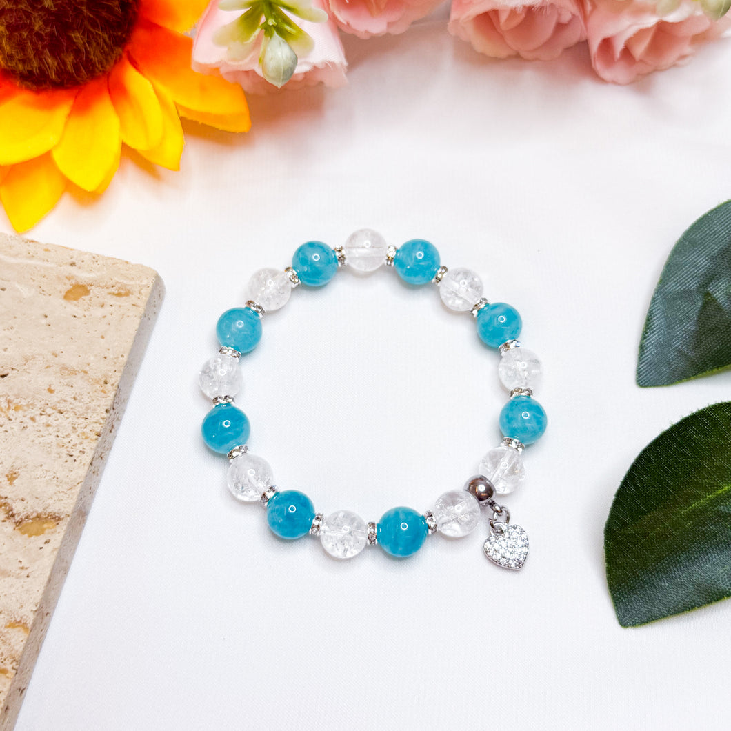 Amazonite (Peru) x Crackled Clear Quartz Crystal Bracelet