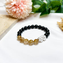 Load image into Gallery viewer, Copper Rutilated Quartz x Black Agate Crystal Bracelet
