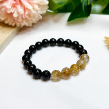 Load image into Gallery viewer, Copper Rutilated Quartz x Black Agate Crystal Bracelet
