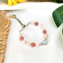 Load image into Gallery viewer, Lady Aurora Ameliorate&#39;s Signature Slider Crystal Bracelet (RARE Guava Quartz, Pink Opal, Freshwater Pearls)
