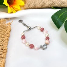 Load image into Gallery viewer, Lady Aurora Ameliorate&#39;s Signature Slider Crystal Bracelet (RARE Guava Quartz, Pink Opal, Freshwater Pearls)
