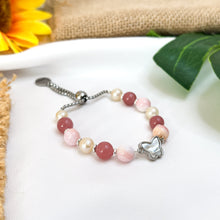 Load image into Gallery viewer, Lady Aurora Ameliorate&#39;s Signature Slider Crystal Bracelet (RARE Guava Quartz, Pink Opal, Freshwater Pearls)
