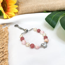 Load image into Gallery viewer, Lady Aurora Ameliorate&#39;s Signature Slider Crystal Bracelet (RARE Guava Quartz, Pink Opal, Freshwater Pearls)
