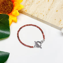 Load image into Gallery viewer, Rhodonite Stainless Steel Chain Crystal Bracelet
