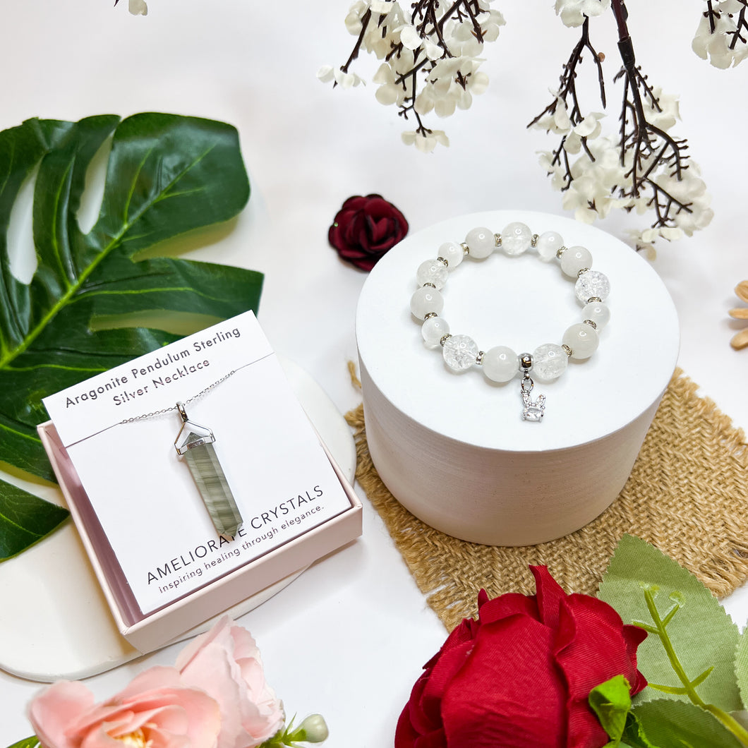 Snow Bracelet & Necklace Giftset with FREE Crystal Blind Box