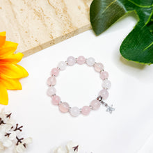 Load image into Gallery viewer, Pink Cherry Blossom (Rose Quartz, White Jade, Chalcedony) Crystal Bracelet
