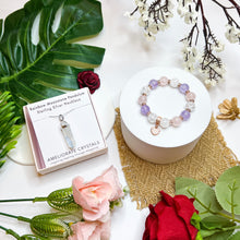 Load image into Gallery viewer, Lavender Rose Bracelet &amp; Necklace Giftset with FREE Crystal Blind Box
