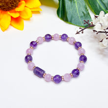 Load image into Gallery viewer, Lavender Dusk (Amethyst Cylinder, Kunzite, Lavender Quartz) Crystal Bracelet
