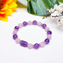 Load image into Gallery viewer, Lavender Dusk (Amethyst Cylinder, Kunzite, Lavender Quartz) Crystal Bracelet
