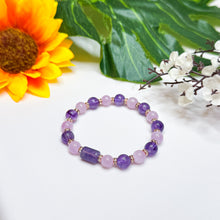 Load image into Gallery viewer, Lavender Dusk (Amethyst Cylinder, Kunzite, Lavender Quartz) Crystal Bracelet
