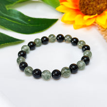 Load image into Gallery viewer, Green Rutile x Black Agate Crystal Bracelet

