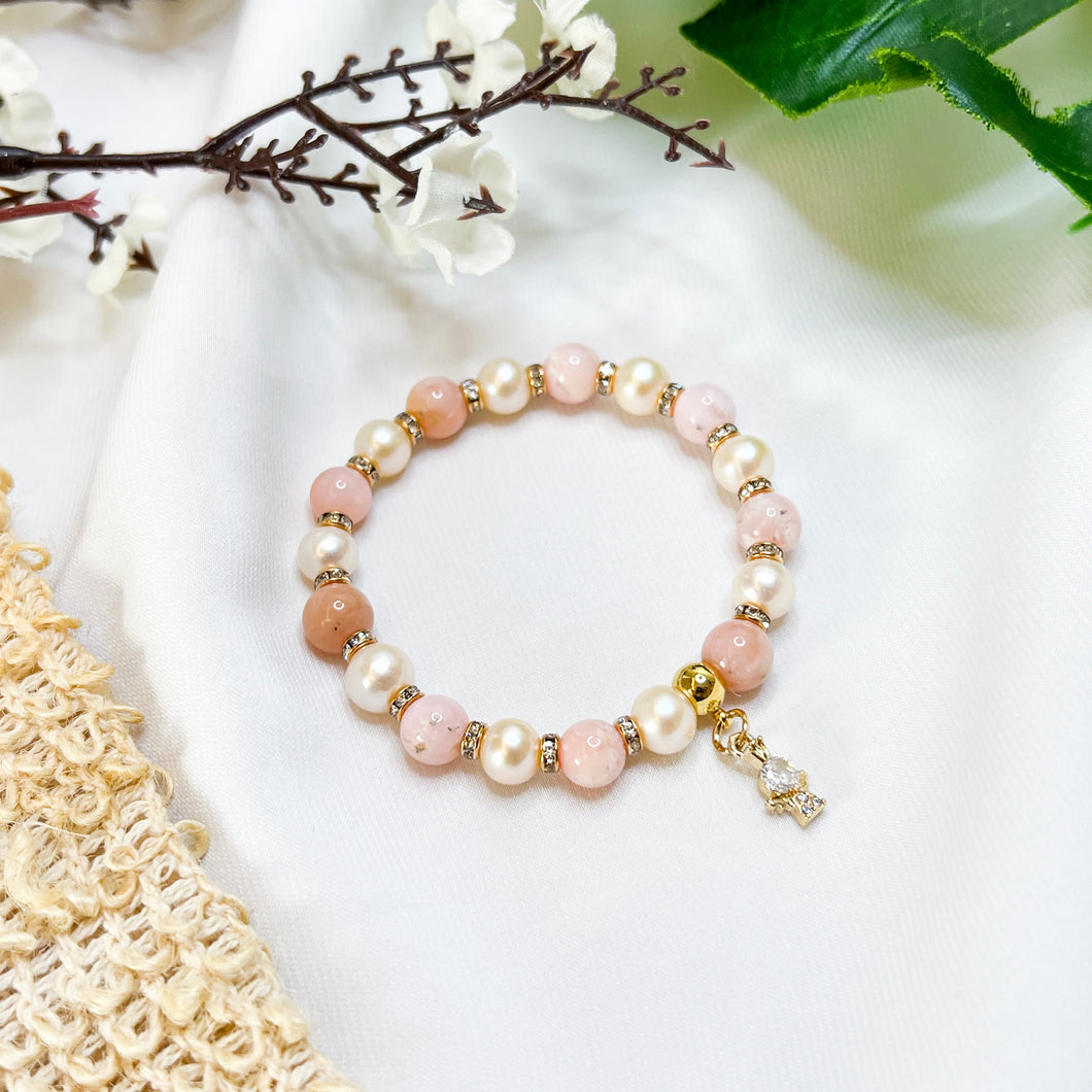 Princess Ophelia (Pink Opal, Pearl) Crystal Bracelet