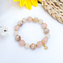 Load image into Gallery viewer, Rose Mochi (Rose Quartz, Sakura Agate, Icy White Jade) Crystal Bracelet
