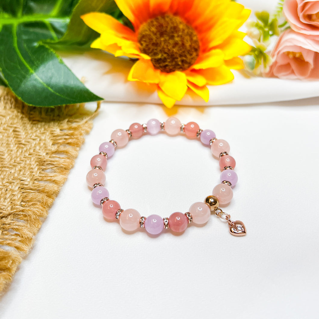 Baby Rose (Kunzite, Yan Yuan Agate, Rose Quartz) Crystal Bracelet
