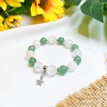 Load image into Gallery viewer, Green Aventurine x Frosted Clear Quartz (S925 Star Charm) Crystal Bracelet
