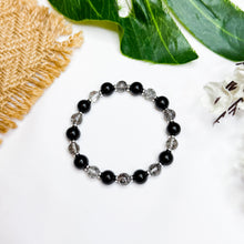 Load image into Gallery viewer, Black Strawberry Quartz x Black Tourmaline Crystal Bracelet
