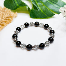 Load image into Gallery viewer, Black Strawberry Quartz x Black Tourmaline Crystal Bracelet
