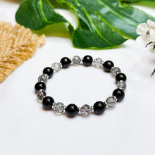 Load image into Gallery viewer, Black Strawberry Quartz x Black Tourmaline Crystal Bracelet
