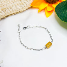 Load image into Gallery viewer, Citrine Cylinder Stainless Steel Chain Crystal Bracelet
