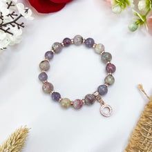 Load image into Gallery viewer, Pink Tourmaline (Rose Gold Circle Charm) Crystal Bracelet
