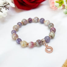 Load image into Gallery viewer, Pink Tourmaline (Rose Gold Circle Charm) Crystal Bracelet
