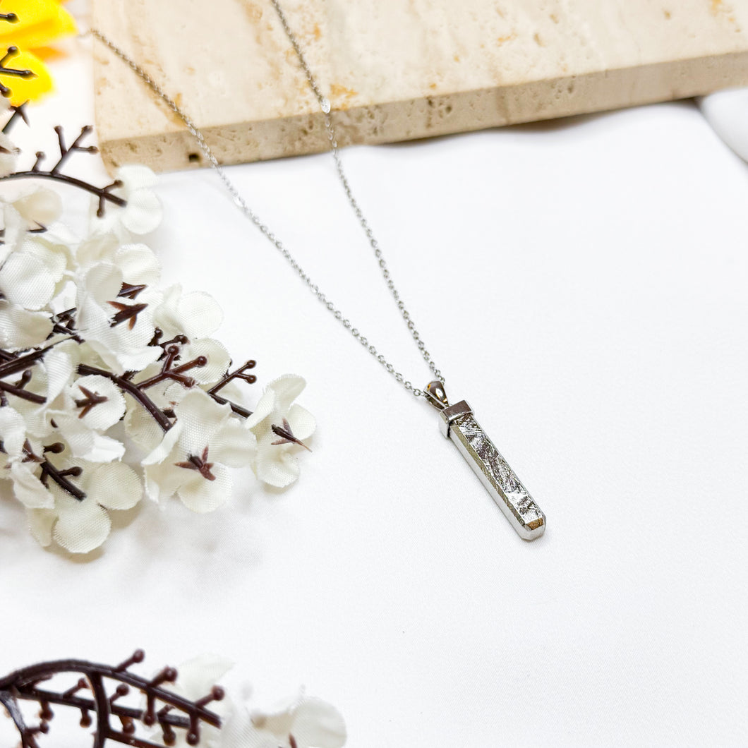 Meteorite (Sweden) Sterling Silver Crystal Pendant with Stainless Steel Chain Necklace