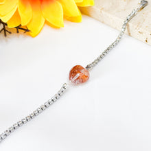 Load image into Gallery viewer, Red Hematoid Heart Quartz (Fire Quartz) Crystal Signature Tennis Crystal Bracelet
