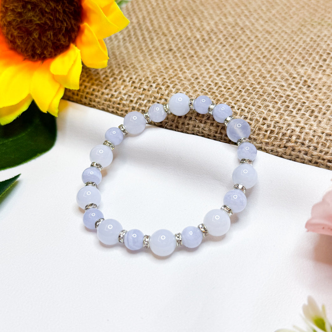 Baby Blue (Blue Chalcedony, Blue Lace Agate) Crystal Bracelet
