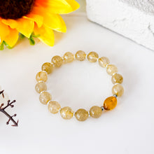 Load image into Gallery viewer, Gold Rutile x Amber Crystal Bracelet
