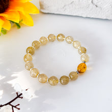 Load image into Gallery viewer, Gold Rutile x Amber Crystal Bracelet
