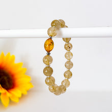 Load image into Gallery viewer, Gold Rutile x Amber Crystal Bracelet
