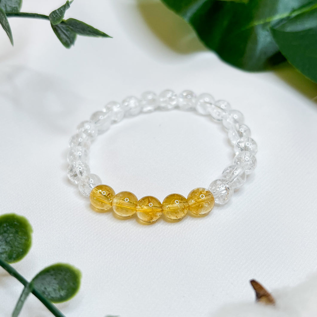 Dainty Citrine (Citrine x Frosted Clear Quartz) Crystal Bracelet