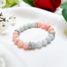 Load image into Gallery viewer, Tiana (Pink Opal, Green Jade, 304 Stainless Steel Platinum Spacers) Crystal Bracelet
