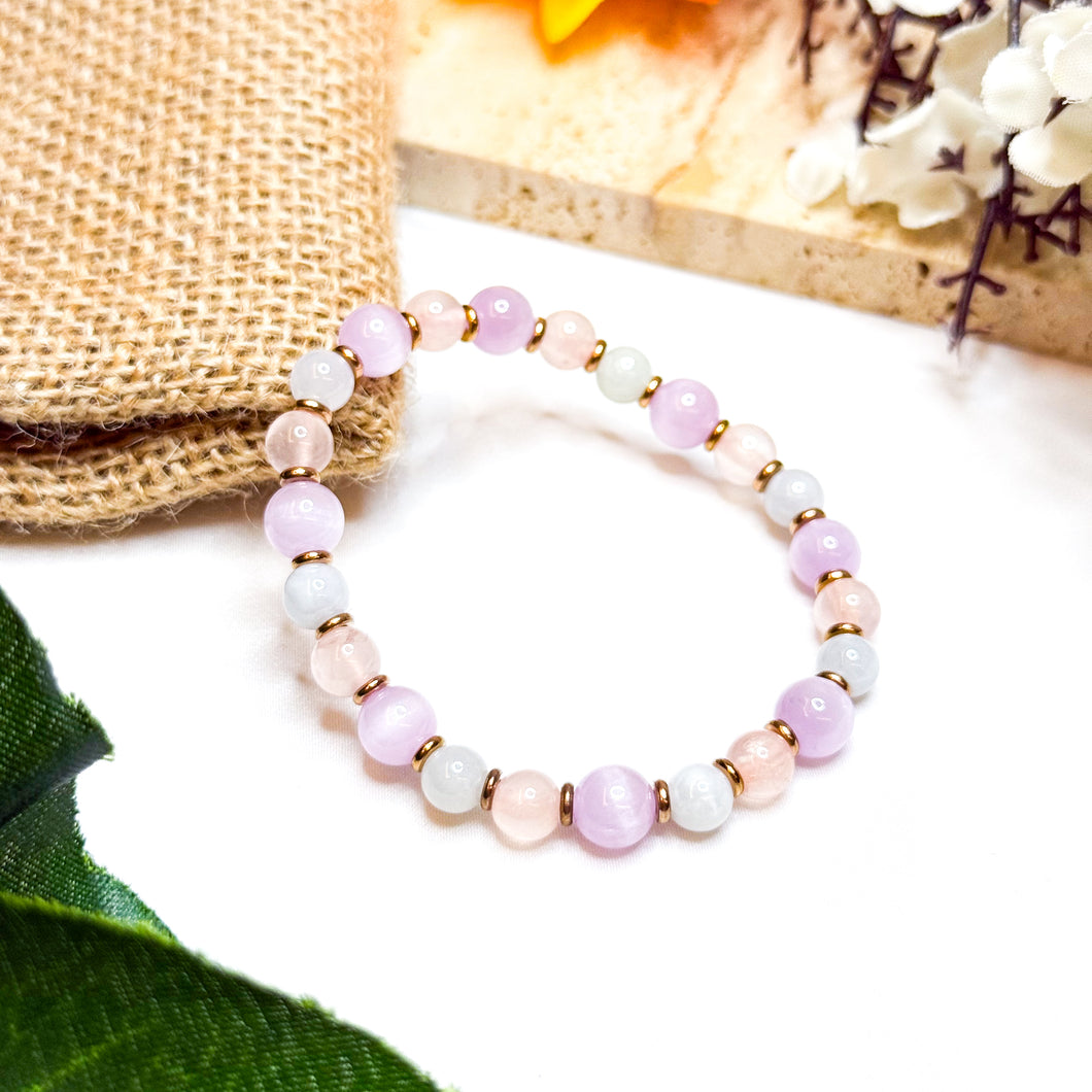 Mini Fairy (Rose Quartz, Kunzite, Green Jade) Crystal Bracelet