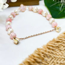 Load image into Gallery viewer, Princess Ophelia (Pink Opal, Pearl, Gold Clover) Magnetic Bracelet
