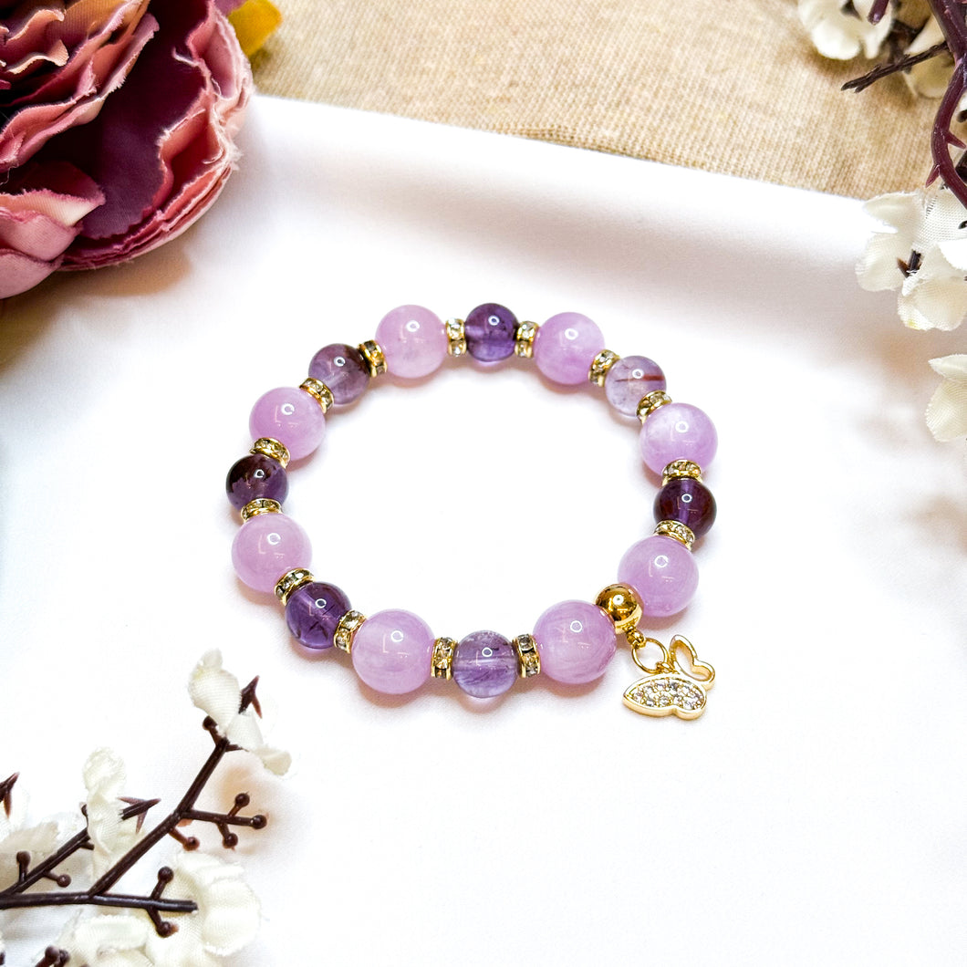 Amethyst Phantom x Kunzite Crystal Bracelet