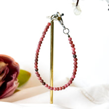 Load image into Gallery viewer, Rhodonite Stainless Steel Chain Crystal Bracelet
