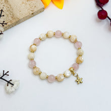 Load image into Gallery viewer, Pink Buttercream (Rose Quartz, Trochus Shell, Mother of Pearl) Crystal Bracelet

