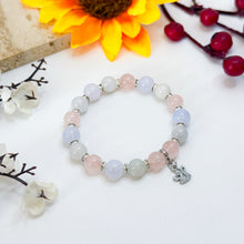Load image into Gallery viewer, Marshmallow (Rose Quartz, Blue Chalcedony, Icy Green Jade) Crystal Bracelet
