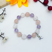 Load image into Gallery viewer, Lavender Rose Crystal Bracelet (Lavender Quartz, Rose Quartz, Clear Quartz)
