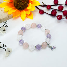 Load image into Gallery viewer, Lavender Rose Crystal Bracelet (Lavender Quartz, Rose Quartz, Clear Quartz)
