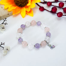 Load image into Gallery viewer, Lavender Rose Crystal Bracelet (Lavender Quartz, Rose Quartz, Clear Quartz)
