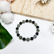 Load image into Gallery viewer, Green Rutile x Black Agate Crystal Bracelet
