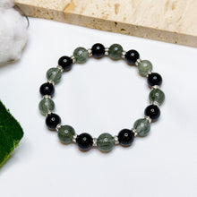 Load image into Gallery viewer, Green Rutile x Black Agate Crystal Bracelet
